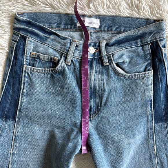 ZARA PATCHWORK MID-RISE TRF WIDE LEG JEANS size 2 - Picture 8 of 13